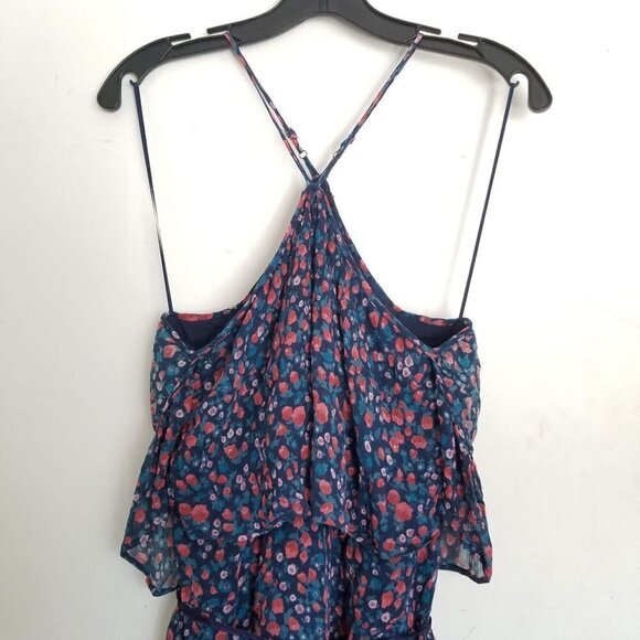 Paige Darya Floral Print Halter Silk Ruffle Layered Mini Dress Size Medium - Picture 11 of 17